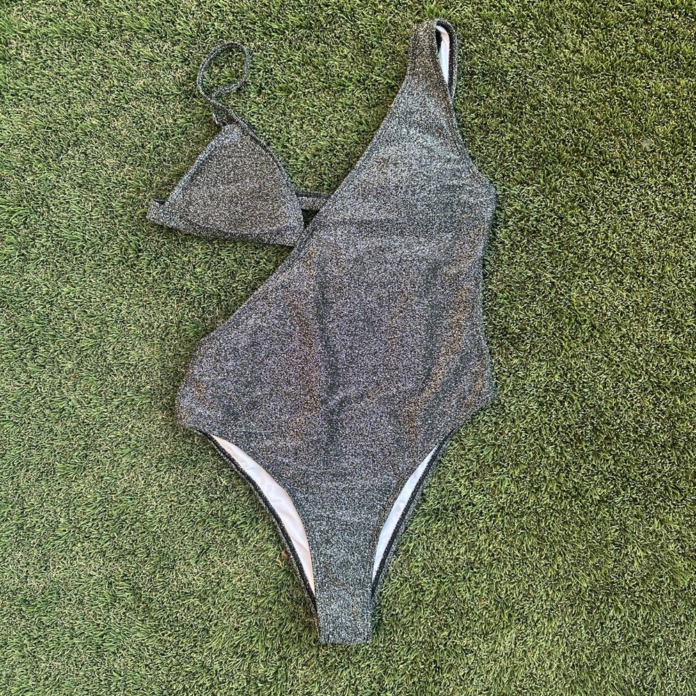 Sparkly Grey One Piece Swimsuit